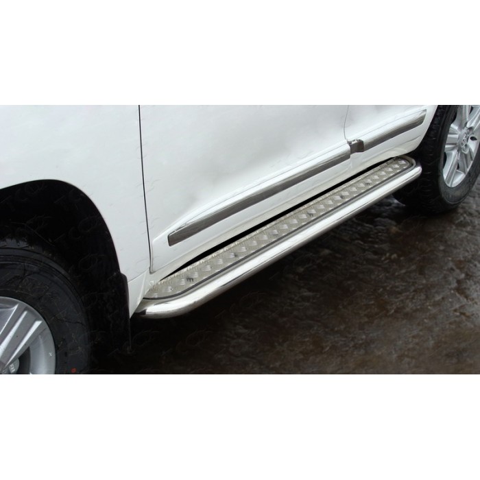 Пороги с площадкой алюминиевый лист для Toyota Land Cruiser 200 TRD 2019