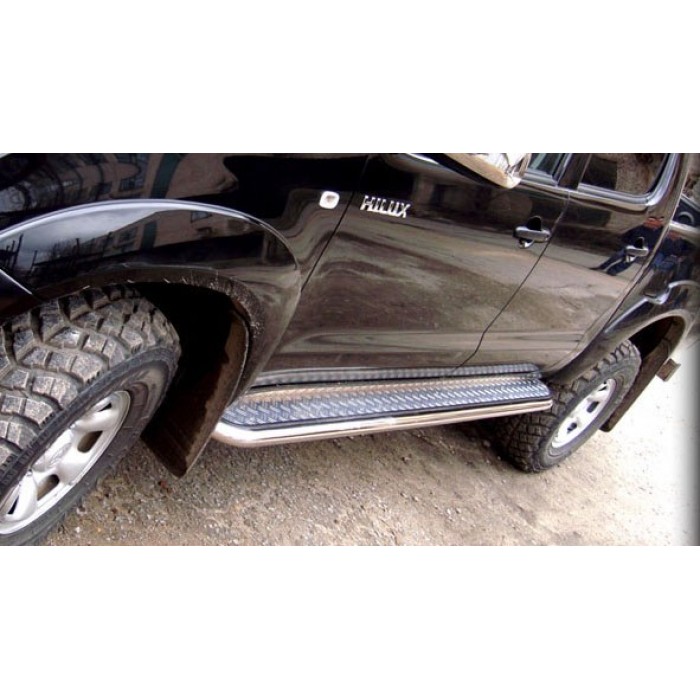 Пороги с площадкой алюминиевый лист для Toyota Hilux 1997-2005
