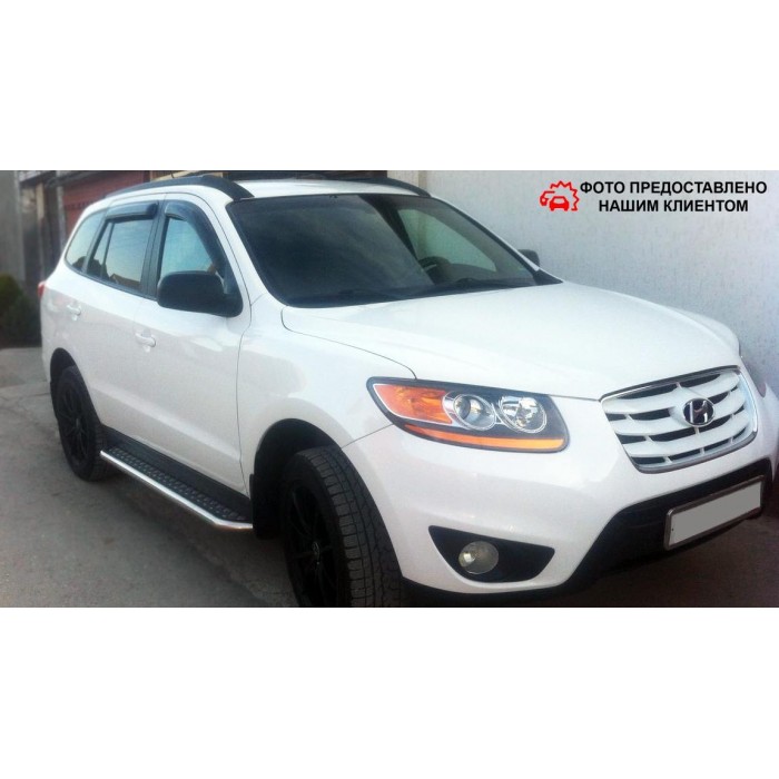 Пороги с площадкой алюминиевый лист для Hyundai Santa Fe 2010-2012
