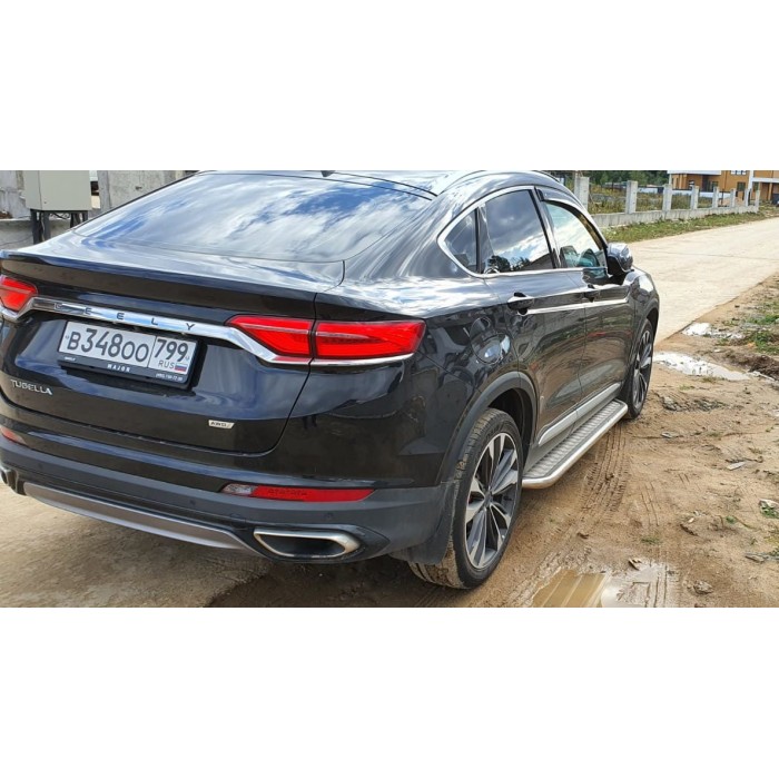 Пороги с площадкой алюминиевый лист для Geely Tugella 2020-2024
