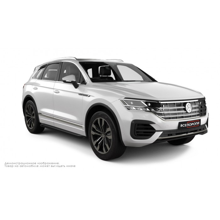 Пороги алюминиевые чёрные для Volkswagen Touareg 2018-2024
