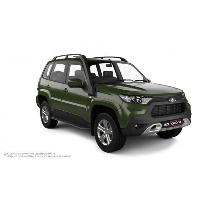Пороги алюминиевые в полоску для Niva Travel 2021-2024