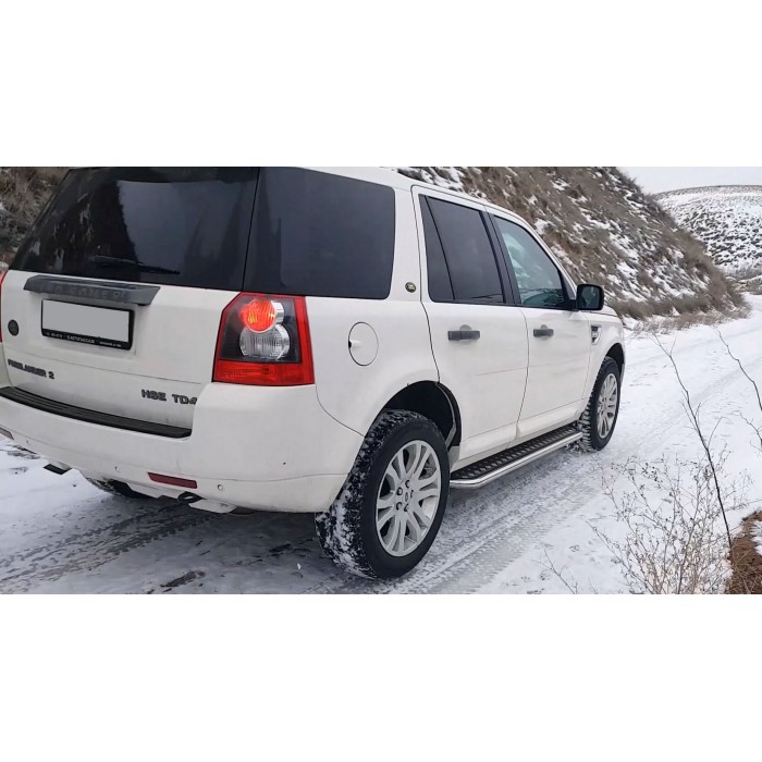 Пороги с площадкой алюминиевый лист для Land Rover Freelander 2006-2014