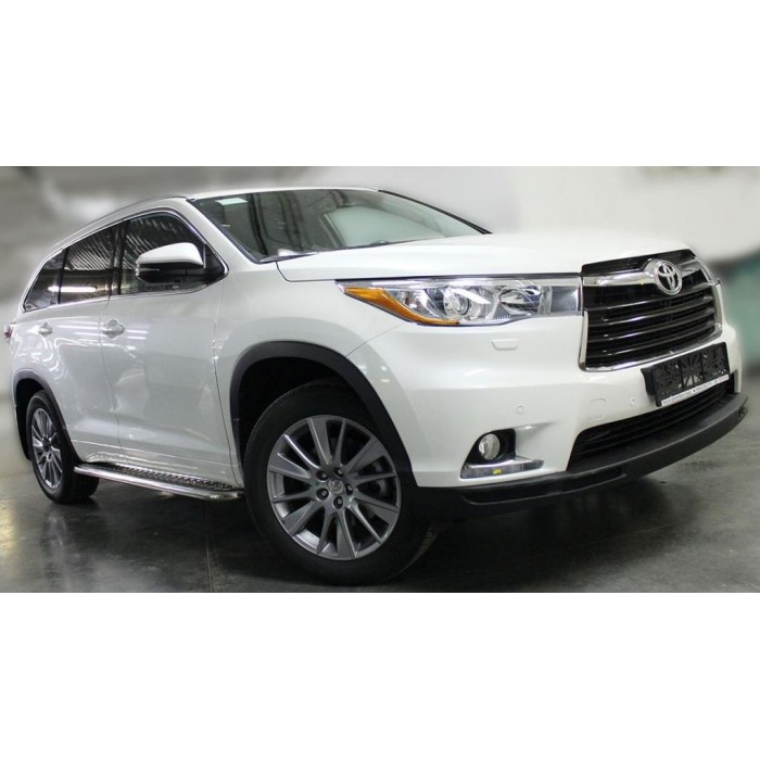 Пороги с площадкой алюминиевый лист для Toyota Highlander 2014-2016