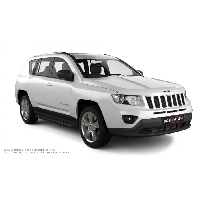Пороги алюминиевые чёрные для Jeep Compass 2013-2016