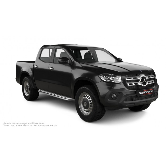 Пороги с площадкой нержавеющий лист с проступью для Mercedes X-Class 2018-2020