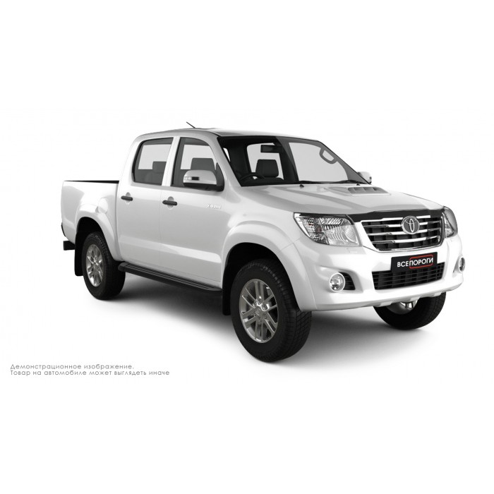 Пороги алюминиевые чёрные для Toyota Hilux 2011-2015