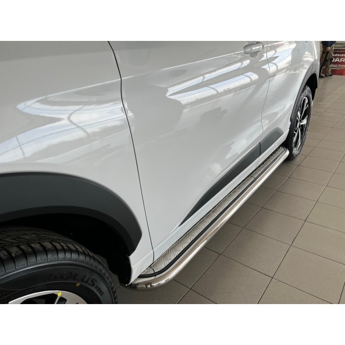 Пороги с площадкой алюминиевый лист для JAC JS6 2022-2024