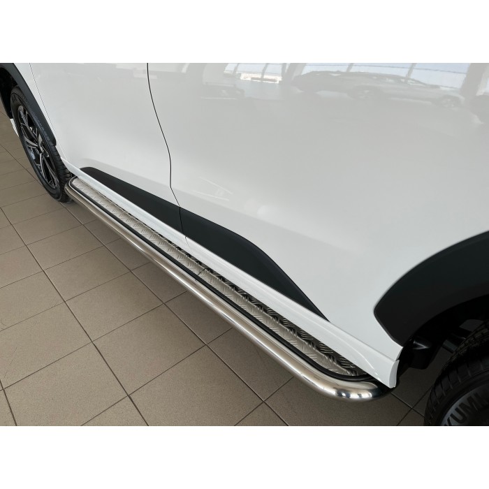 Пороги с площадкой алюминиевый лист для JAC JS6 2022-2024