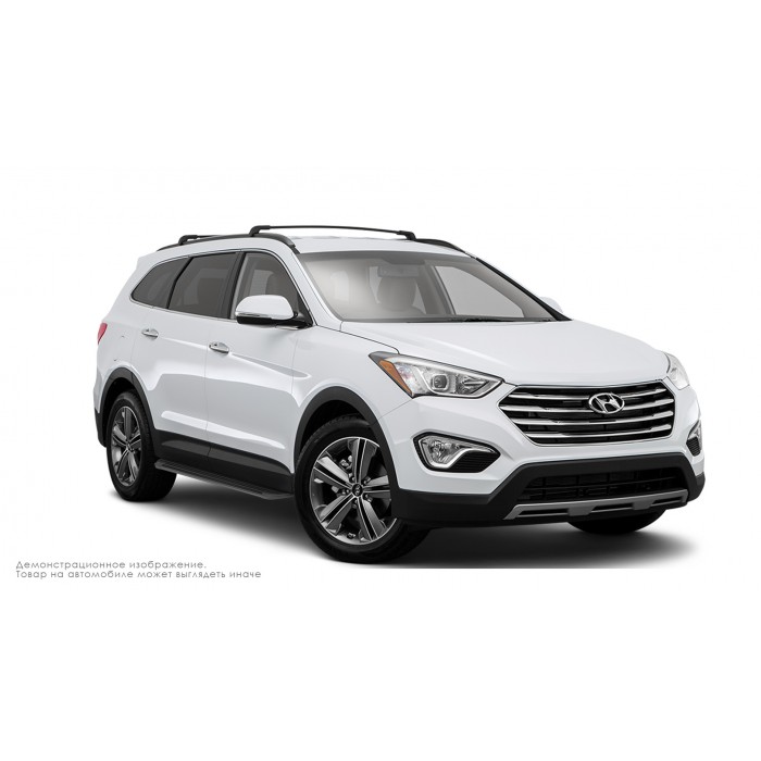 Пороги алюминиевые в полоску для Hyundai Santa Fe 2012-2015