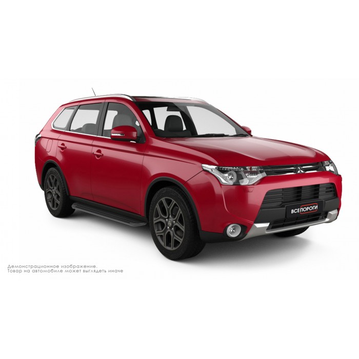 Пороги алюминиевые в полоску для Mitsubishi Outlander 2014-2015