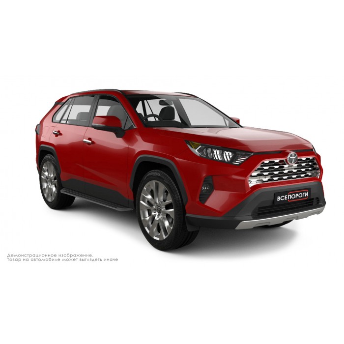 Пороги алюминиевые в полоску для Toyota RAV4 2019-2024
