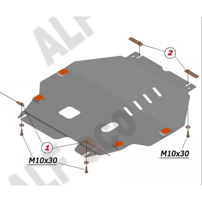 Защита картера и КПП ALFeco для 3,0 алюминий 4 мм для Mitsubishi Outlander 2012-2021