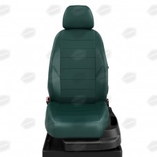 Чехлы на сидения зелёная экокожа с перфорацией вариант 2, на седан