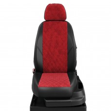 Чехлы на сидения Ромб красная алькантара с перфорацией, на седан, лифтбек, универсал