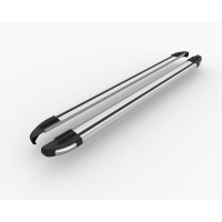 Пороги алюминиевые Brilliant Silver на длинную базу для Peugeot Expert 2007-2012