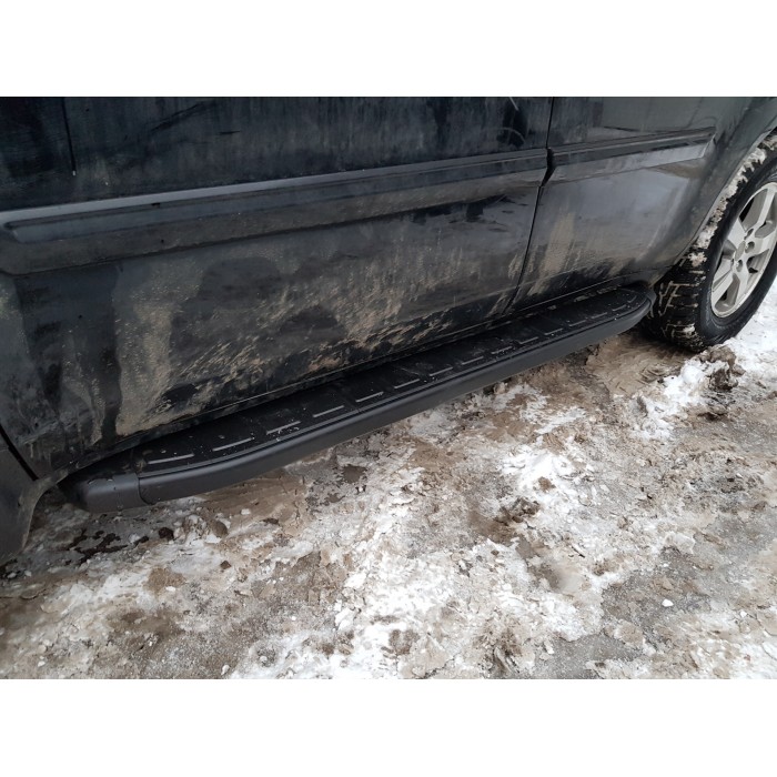 Пороги алюминиевые Dolunay чёрные для Ford Ranger 2012-2015 артикул 12.DLM.03.12.S