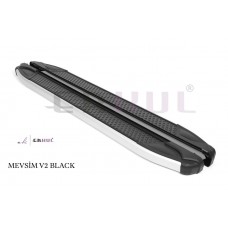 Пороги алюминиевые Mevsim V2 Black для Nissan Terrano 2014-2022