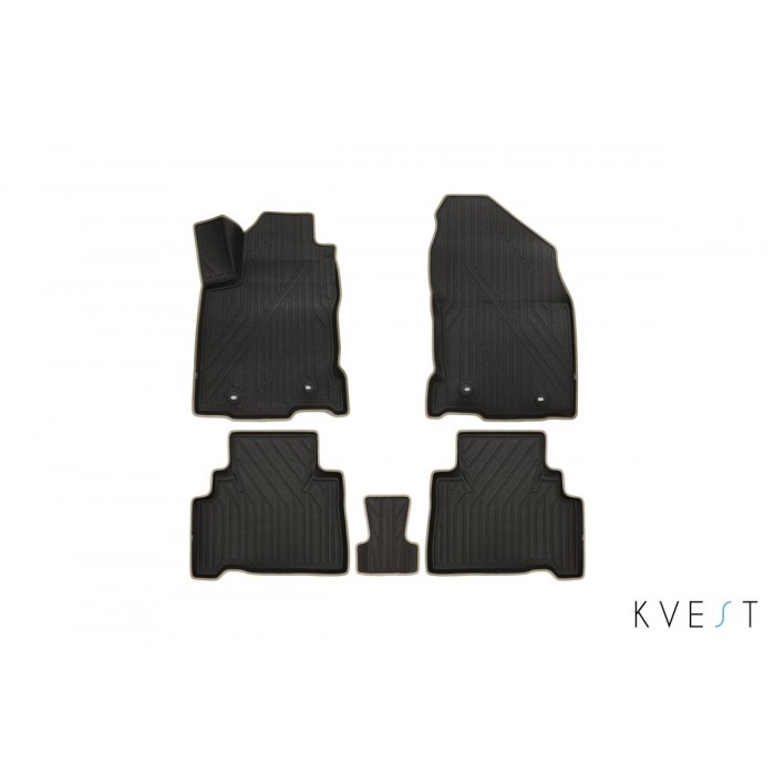 Коврики KVEST 3D в салон полистар, чёрно-бежевые, 5 шт для Lexus NX 2014-2021