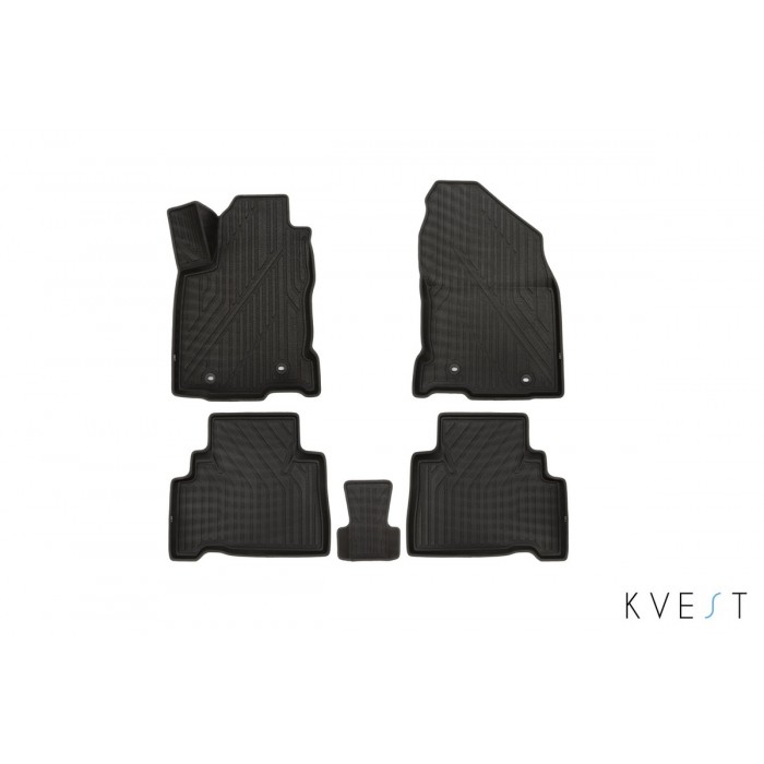 Коврики KVEST 3D в салон полистар, чёрно-серые, 5 шт для Lexus NX 2014-2021