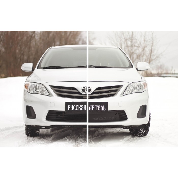 Зимняя заглушка решетки переднего бампера Русская артель для Toyota Corolla 2010-2013