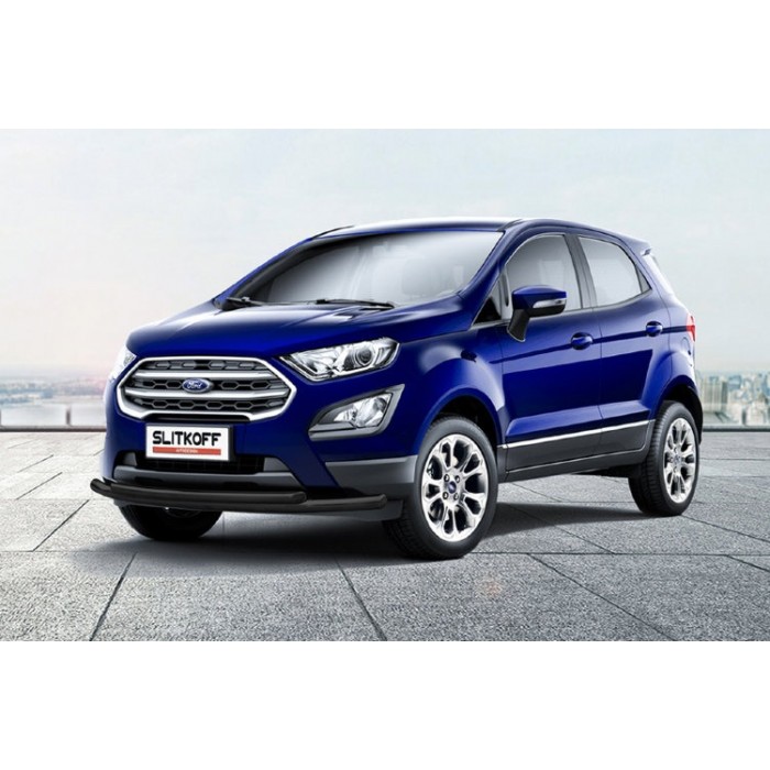 Защита передняя двойная 57-42 мм чёрная для Ford Ecosport 2018-2024 артикул FES001B