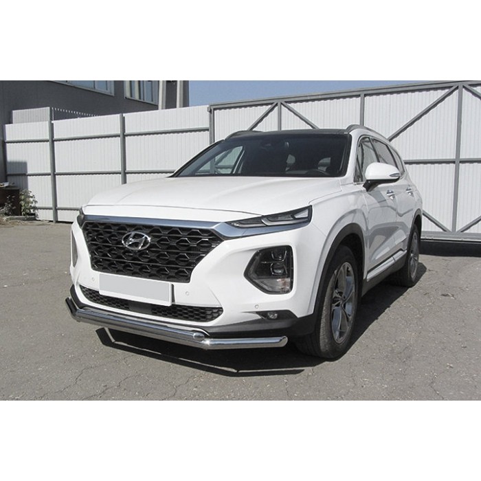 Защита переднего бампера 57 мм чёрная для Hyundai Santa Fe 2018-2020 артикул HSFT18002В