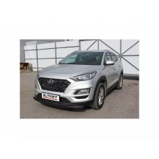 Защита передняя двойная 57-42 мм чёрная для Hyundai Tucson 2018-2021