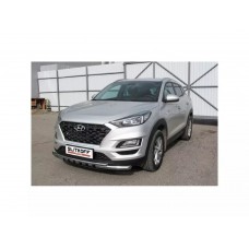 Защита передняя двойная 57-42 мм с декоративными элементами для Hyundai Tucson Turbo 2018-2021