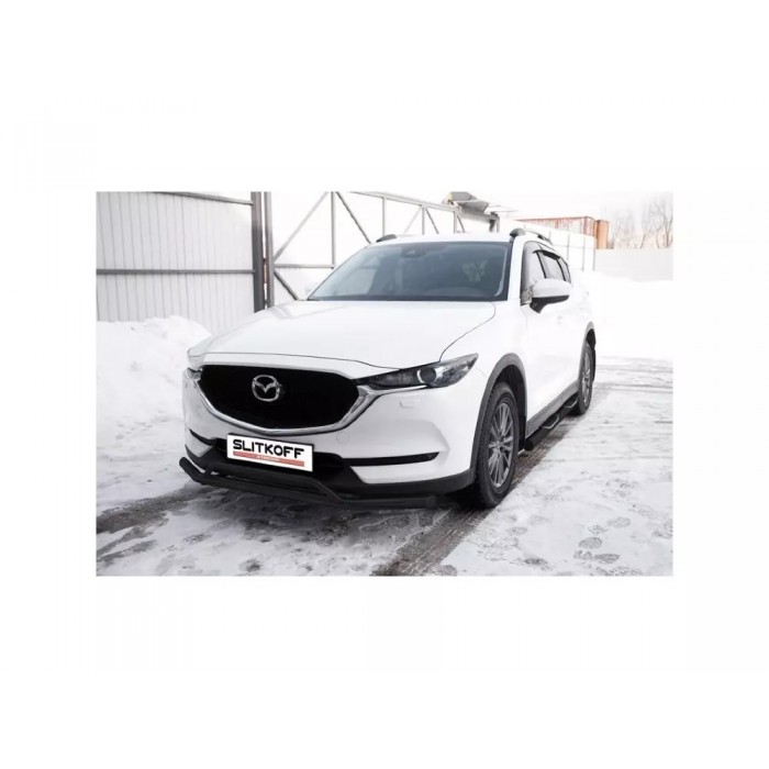 Защита передняя двойная 57-32 мм чёрная для Mazda CX-5 2017-2024 артикул MZCX17501В