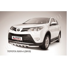 Защита переднего бампера 57-57 мм с профильной ЗК для Toyota RAV4 2013-2015