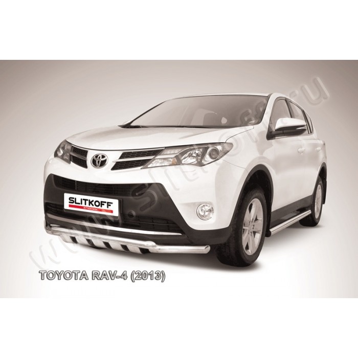 Защита переднего бампера 57-57 мм с профильной ЗК для Toyota RAV4 2013-2015 артикул TR413017*