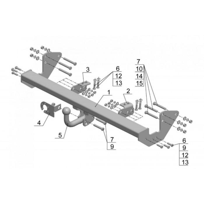 Фаркоп Avtos на Mercedes Vito № MB 05 для Mercedes Vito 2003-2014 артикул MB 05