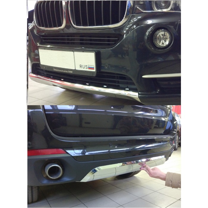 Комплект накладок бамперов перед и зад (хром) для BMW X5 2013-2018 артикул oem-1014