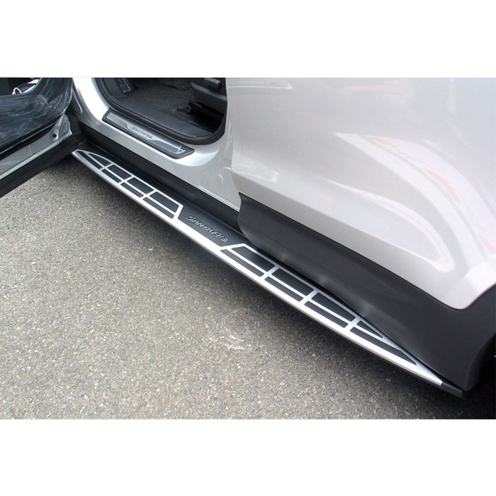 Пороги алюминиевые ОЕМ Mobis-стиль для Hyundai Santa Fe 2012-2018 артикул oem-1049