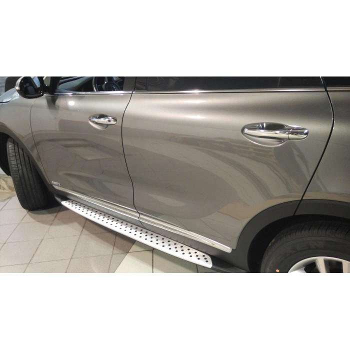 Пороги алюминиевые ОЕМ BMW-стиль для Kia Sorento Prime 2015-2020 артикул oem-1104