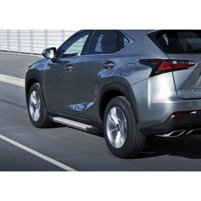 Пороги алюминиевые Rival Silver New для Lexus NX-200/200t/300h 2014-2021