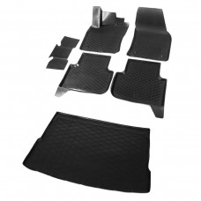 Комплект ковриков салона и багажника Rival полиуретан 6 штук на ровный пол