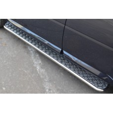 Пороги с площадкой алюминиевый лист 42 мм для Land Rover Freelander 2 2012-2014