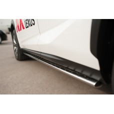 Пороги труба овальная с проступью 75х42 мм для Lexus NX-200/200t/300h 2014-2021