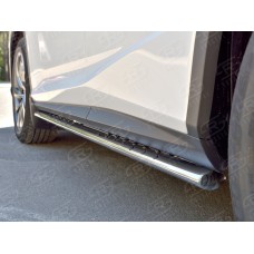 Пороги труба овальная с проступью 75х42 мм для Lexus RX Long 2018-2023