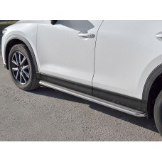 Пороги с площадкой нержавеющий лист 42 мм для Mazda CX-5 2017-2023
