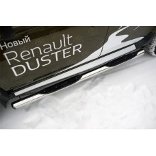 Пороги труба с накладками 76 мм вариант 3 для Renault Duster 2015-2021