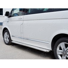 Пороги с площадкой алюминиевый лист 42 мм левый вариант 2 для Volkswagen Caravelle/Multivan/Transporter 2015-2023