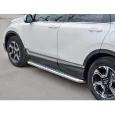 Пороги с площадкой алюминиевый лист 63 мм вариант 1 для Honda CR-V 2017-2023