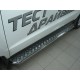 Пороги с площадкой алюминиевый лист 42 мм для Hyundai Santa Fe 2010-2012 артикул HSL-000766