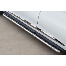 Пороги с площадкой алюминиевый лист 42 мм Гибрид для Infiniti JX35/QX60 2012-2022