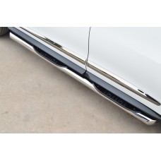 Пороги труба с накладками 76 мм вариант 1 для Infiniti JX35/QX60 2012-2020