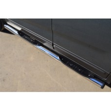 Пороги труба с накладками 76 мм вариант 2 для Kia Sorento 2012-2020