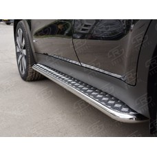 Пороги с площадкой алюминиевый лист 42 мм вариант 1 для Kia Sportage 2016-2018